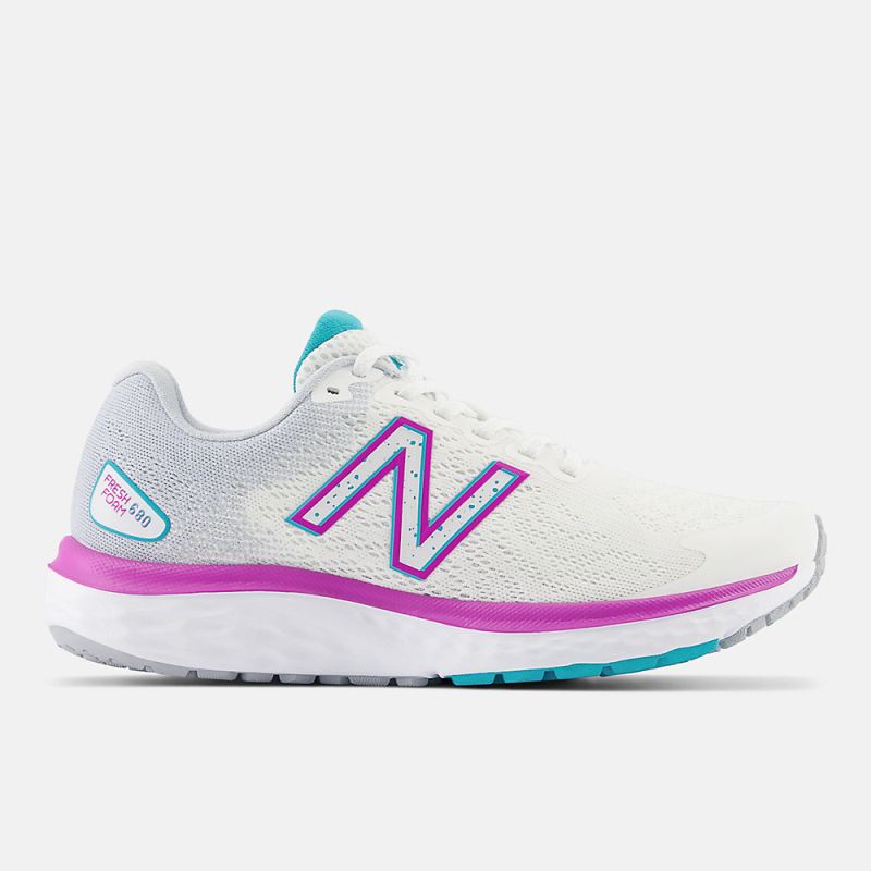 New Balance Women's Fresh Foam 680v7 Shoes White with Quartz Gre