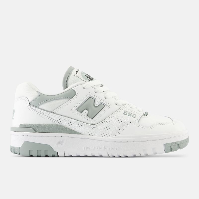 New Balance Women's 550 Shoes White with Juniper