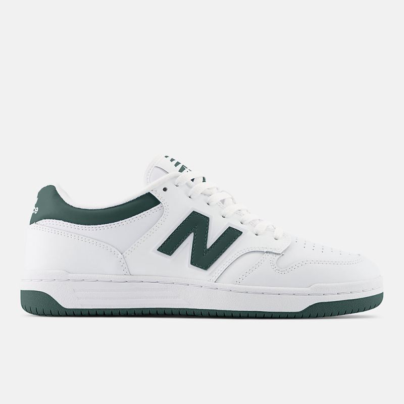 New Balance Men's 480 Shoes White with Nightwatch Green and Ligh