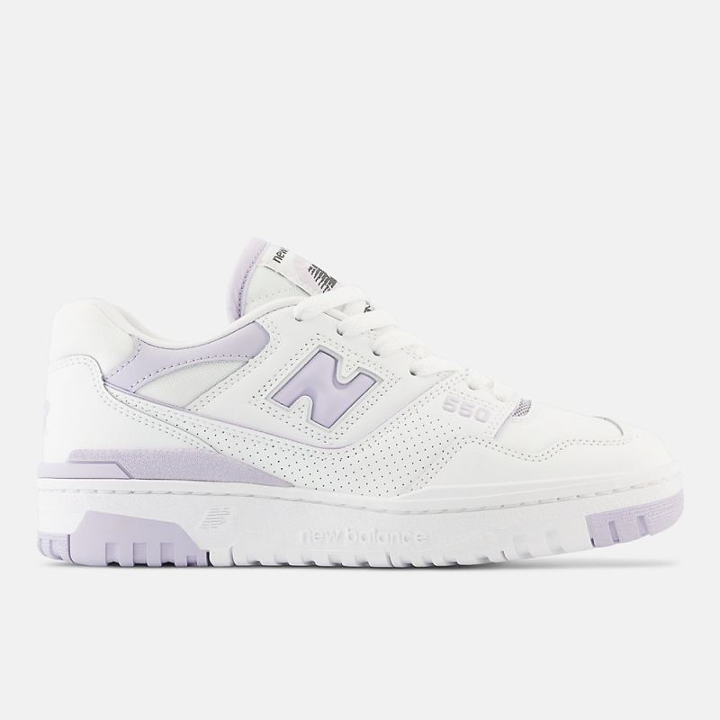 New Balance Women's 550 Shoes White with Grey Violet