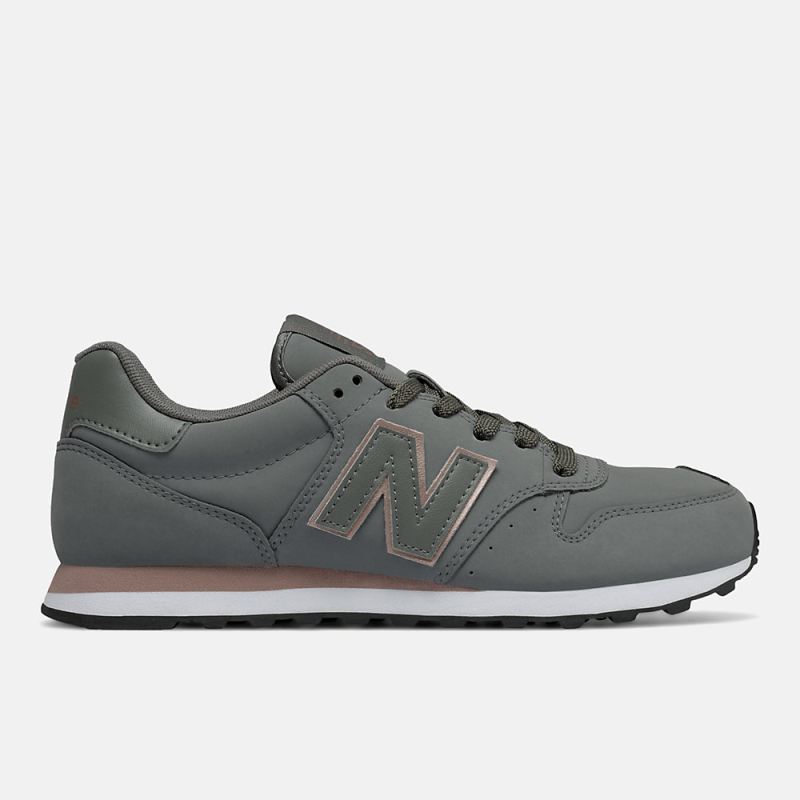 New Balance Women's 500 Classic Shoes Grey with Rose Gold