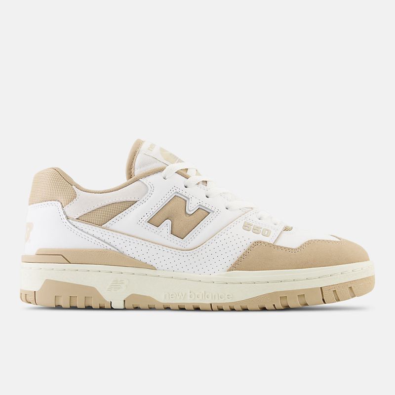 New Balance Women's 550 Shoes White with Incense and Driftwood