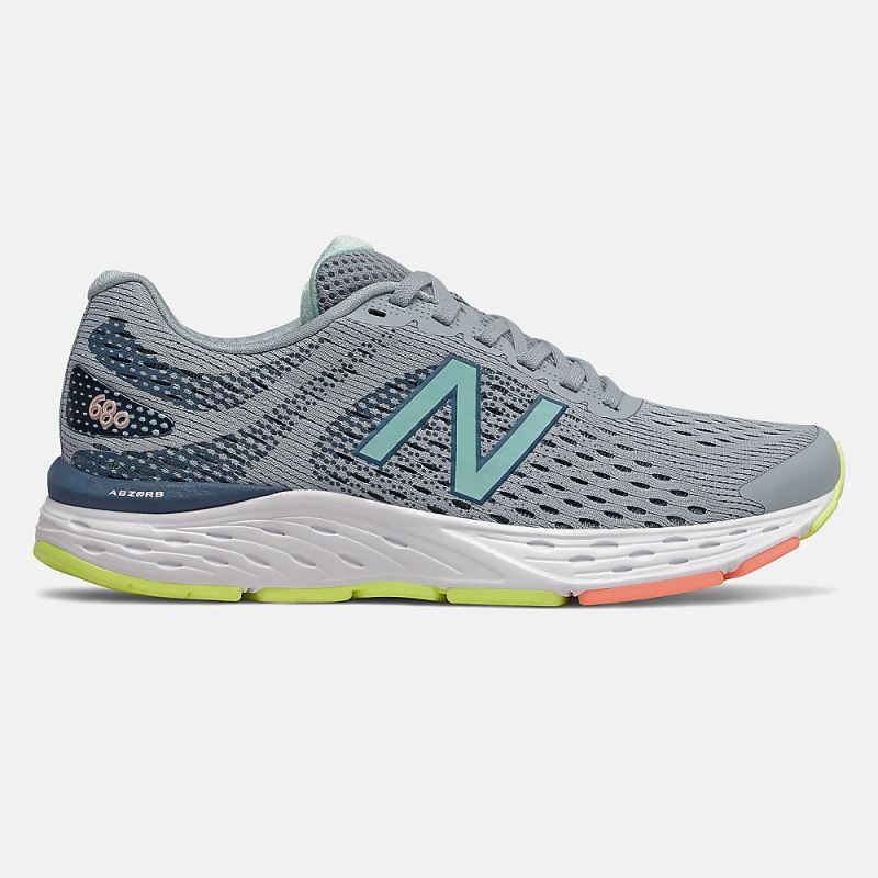 New Balance Women's 680v6 Shoes Light Slate with Stone Blue and