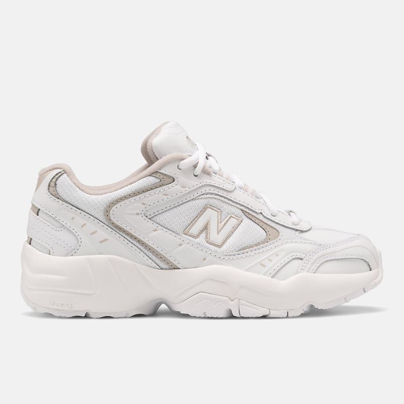 New Balance Women's 452 Shoes White with Light Cliff Grey and Bl