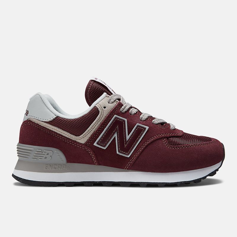 New Balance Women's 574 Core Shoes Burgundy with White