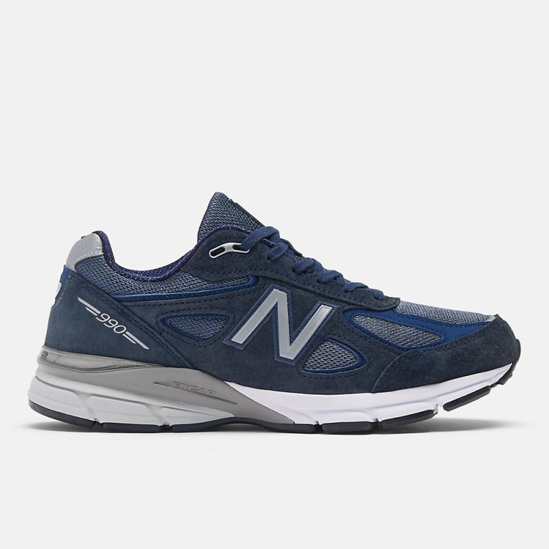 New Balance Women's Made in USA 990v4 Shoes Navy with Silver