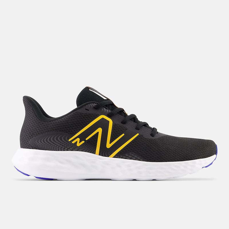 New Balance Men's 411v3 Shoes Black with Marine Blue and Hot Mar