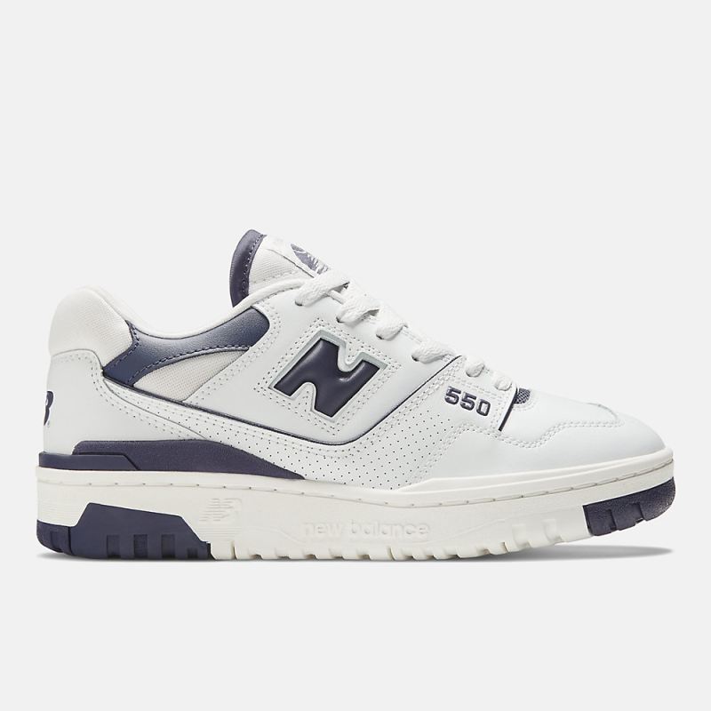 New Balance Women's 550 Shoes White with Dark Mercury